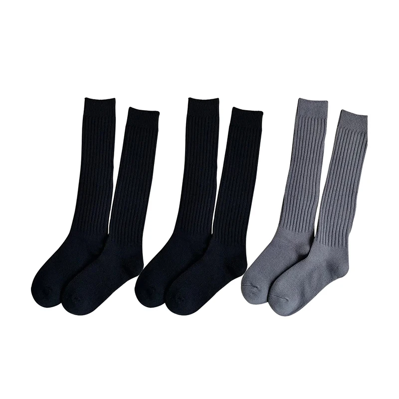 Cozy Wool Knee-Length Stacked Socks - Thick Coffee Colored Winter Warmth