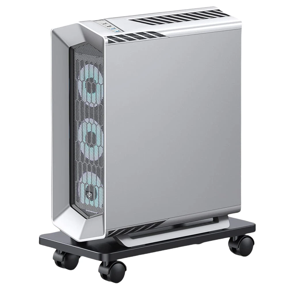 Steel Computer Tower Stand with Locking Rolling Caster Computer Trolley Stand PC Cart for Most Tower Gaming PC ATX Case