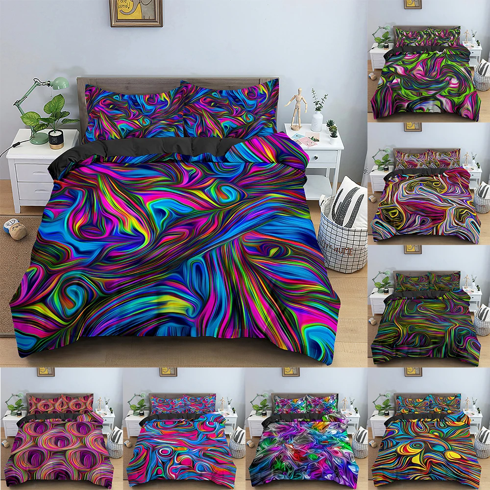 

Abstract Duvet Cover 3D Pattern Printed Bedding Set Double Twin Queen King Size Quilt Cover With Pillowcase For Bedroom 2/3 PCS