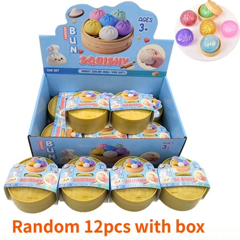 Glitter Dumpling Squishy Toy with Steamer Box - Stress & Anxiety Relief