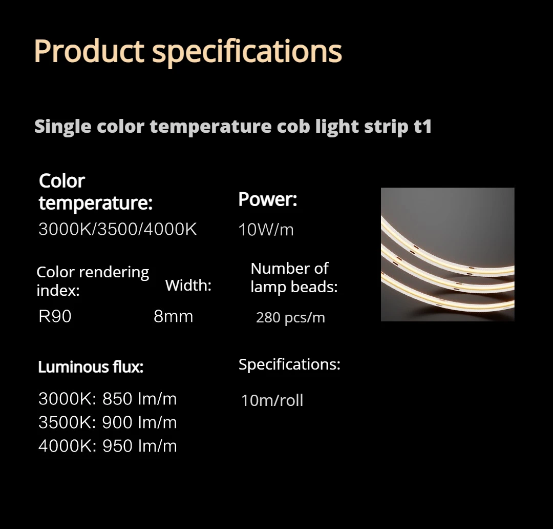 Aqara Cob Light Strip T1 Single Color Temperature 10m Led Ambient Light For Living Room Ceiling Cabinet Wine Cabinet Line Light, Alina Gadgets