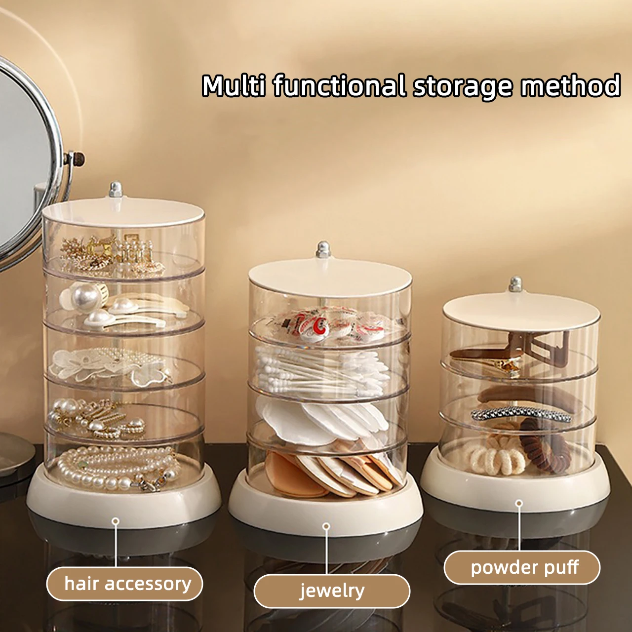 360° Rotating Makeup Storage Box Transparent Multi-Layer Jewelry Hair Accessories Organizer Rack Cosmetics Holder Box