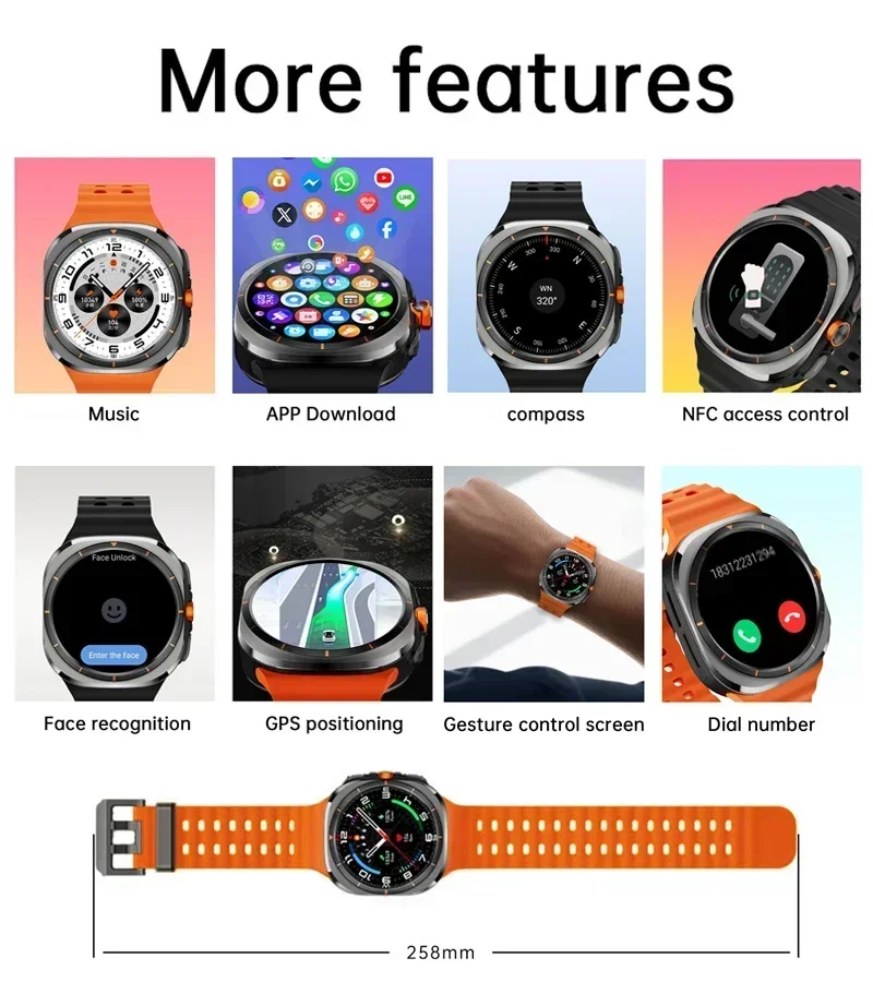 Watch 7 Ultra Smart Watch Men Video Call Smartwatch 4G/5G Sim Card GPS WIFI Rotary Camera Global Calling Google Map For Samsung 5