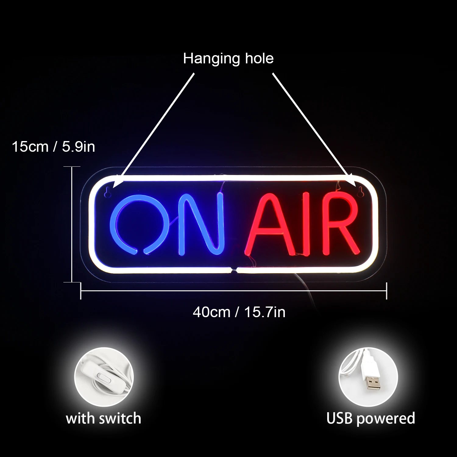 Description Picture 4 of itemON AIR Neon Signs For Wall Decor Art LED Lights Room Decoration For TV Studio Bar Pub Club Home Party USB Powered Light Up Sign