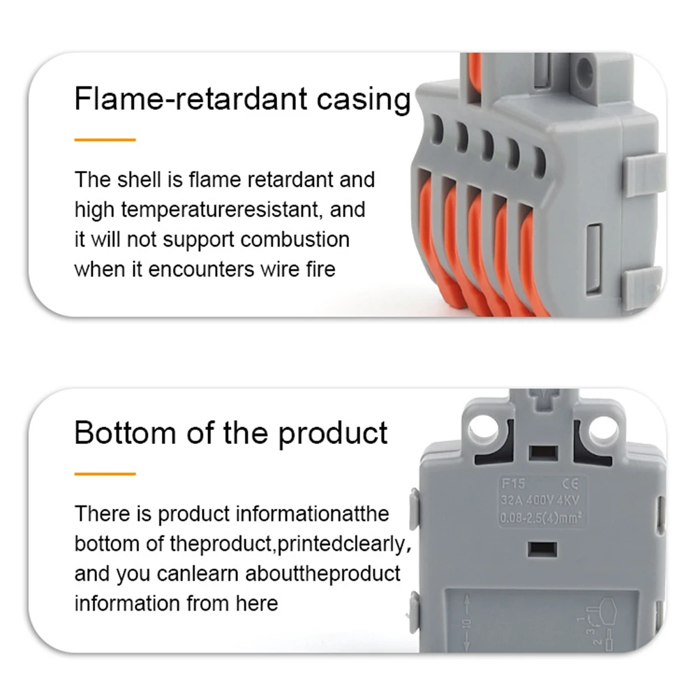 10/100PCS Electrical Cable Connector 1 in Multiple out Quick Wire Terminal Block 2/3/4/5Pin Push in Lever Connectors 0.08-4.0mm2 image 4