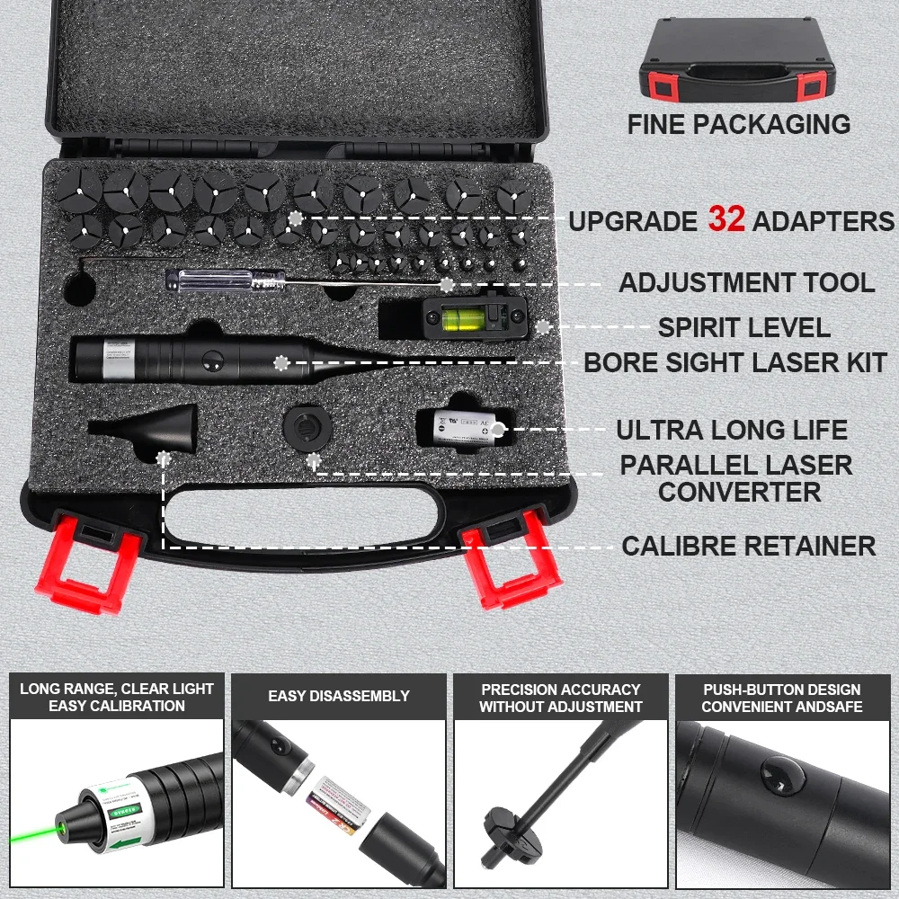 Tactical Green Laser Collimator Sight Kit Parallel Calibration Hunting Point Sight for Rifle Pistol Full Caliber Compatible red dot sight