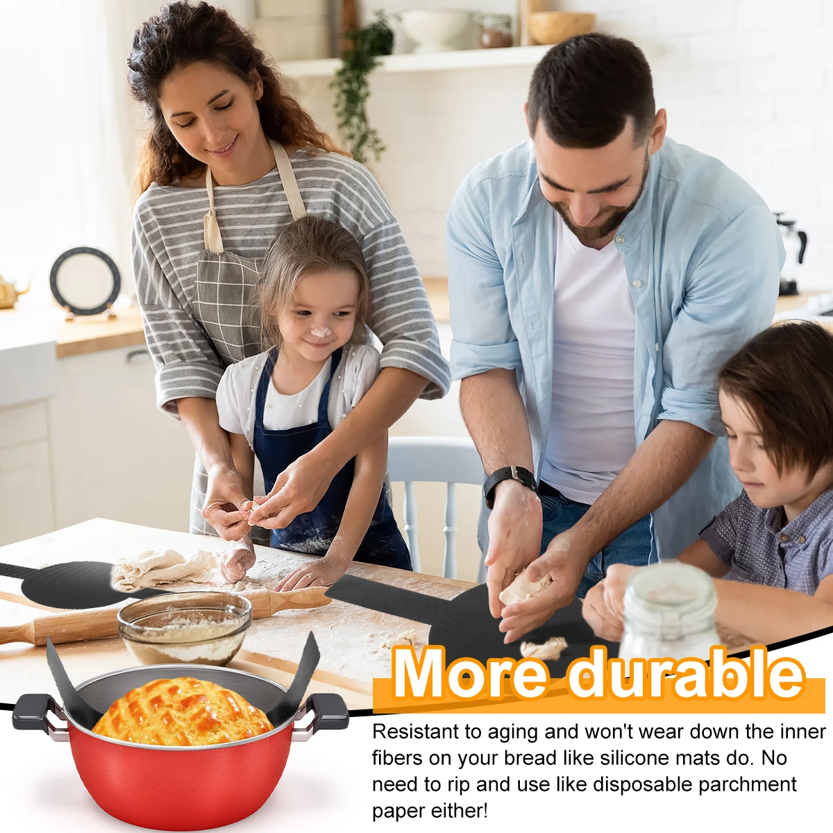 2Pcs Baking Mat for Dutch Oven Reusable Dutch Oven Liner with 6.3In Long  Handle Non-stick Bread Baking Mat Heat Resistant Bread - AliExpress