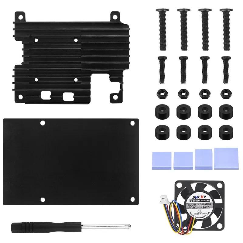 Raspberry Pi 5 Aluminum Case with PWN Fan Silicone Heatsink Active Passive Cooling Radiator Cooler Metal Shell For Pi 5