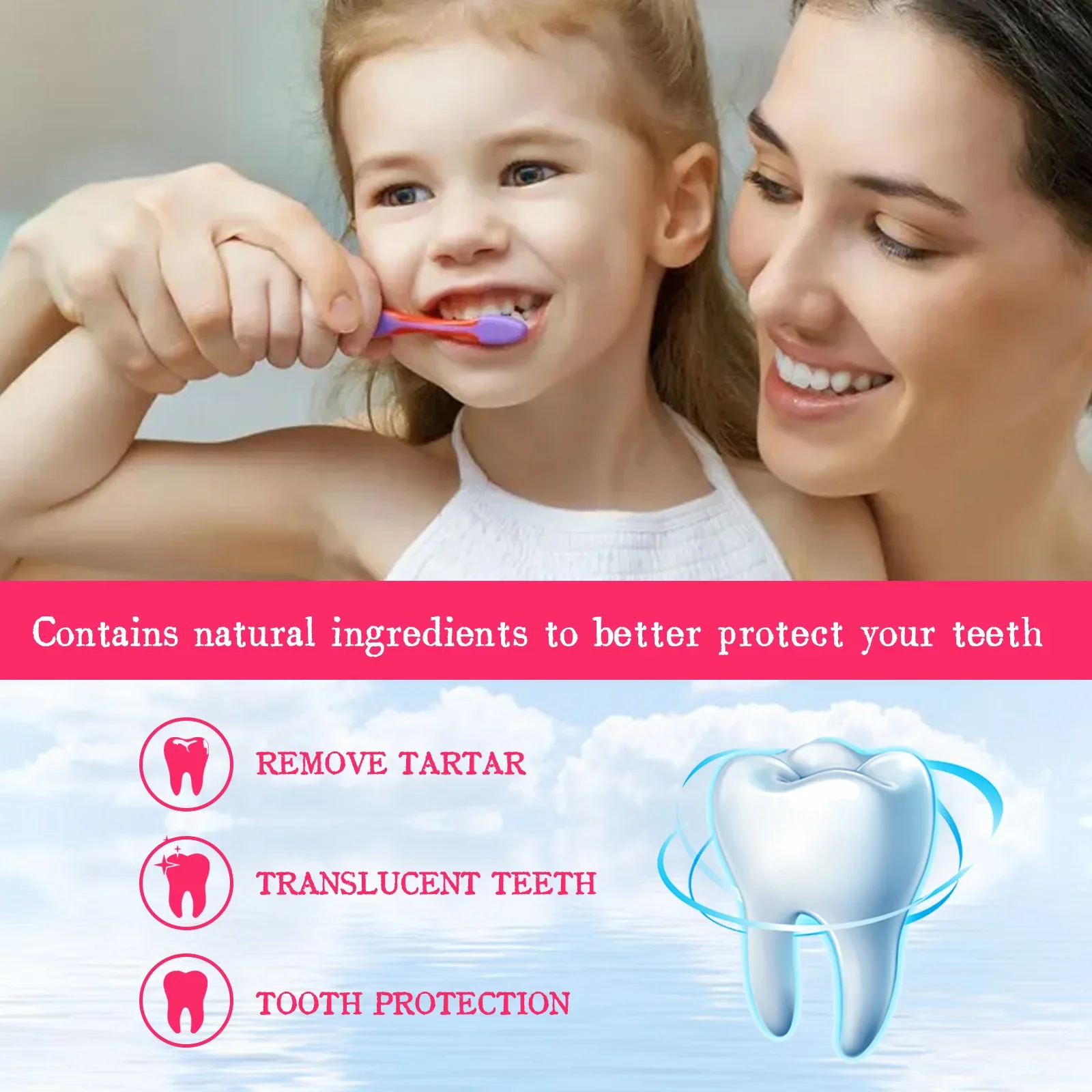 Teeth health product children's toothpaste cavity prevention repair decay dental stain cleansing remove bad breath whitening foam