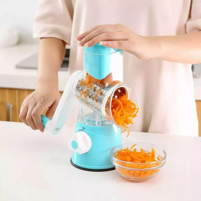 3 In 1 Rotary Vegetable Slicer With Handle Cheese Grater Kitchen Mandoline  Grater with 2 Drum