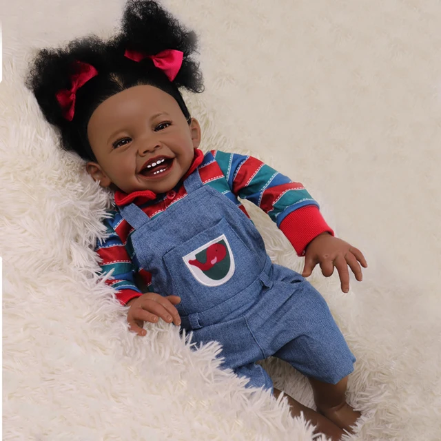 Black Baby Dolls Look Real  Baby Doll Children Large Black - 17 Black Reborn  Baby - Aliexpress