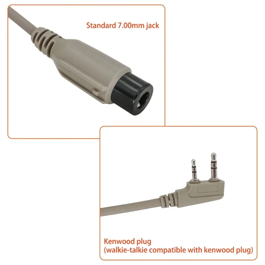 Tactical Headset PTT Militar Adapter RAC PTT Kenwood Plug for Baofeng UV5R/UV82 for Pelto Comtac Airsoft Shooting Headphones