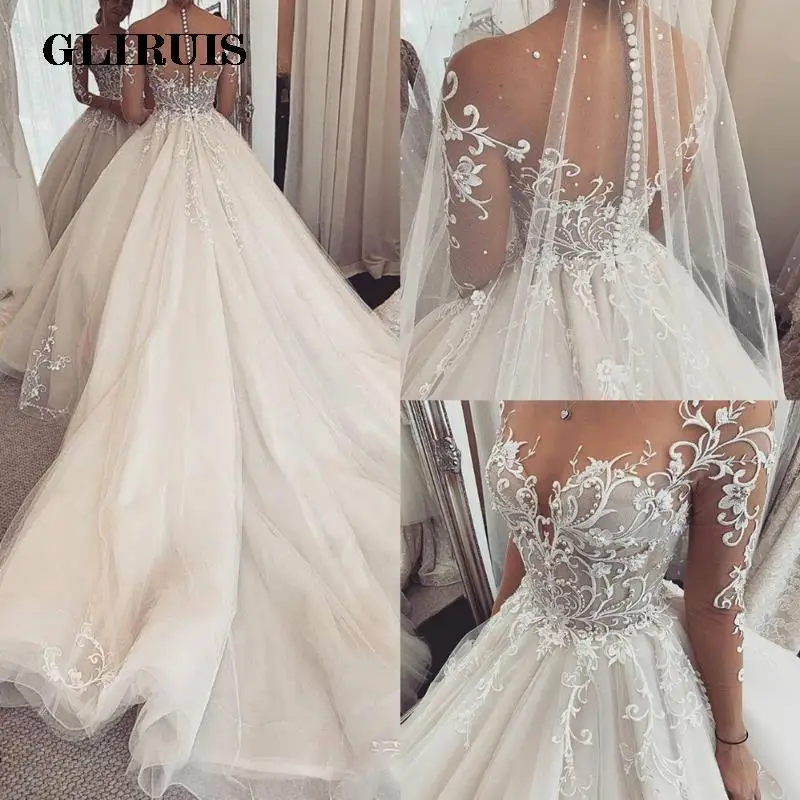

Очаровательные кружевные свадебные платья 2022 robe de mariee, прозрачные с длинными рукавами, сделанные на заказ, иллюзионные трапециевидные платья невесты