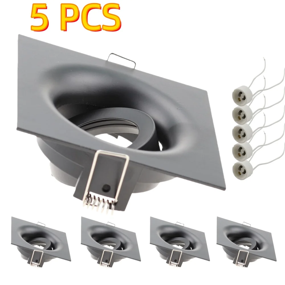 5 Pcs Led Downlight Round Square Recessed Ceiling Spot Lamp Frame with GU10 holder Spotlight Fitting Fixture for Balcony