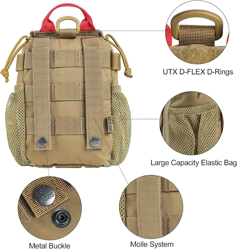 ONETIGRIS IFAK Pouch - Large IFAK Molle Pouch Empty First Aid Bags Only Medical Trauma Kit Bag EMT Pouch MED Waist Bag 5