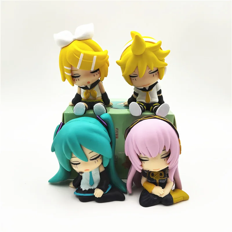 

4Pcs/Set Cartoon Anime Hatsune Miku Shoulder To Shoulder Sleep Action Figures Collection Model Doll Toys Decoration Toys Gifts