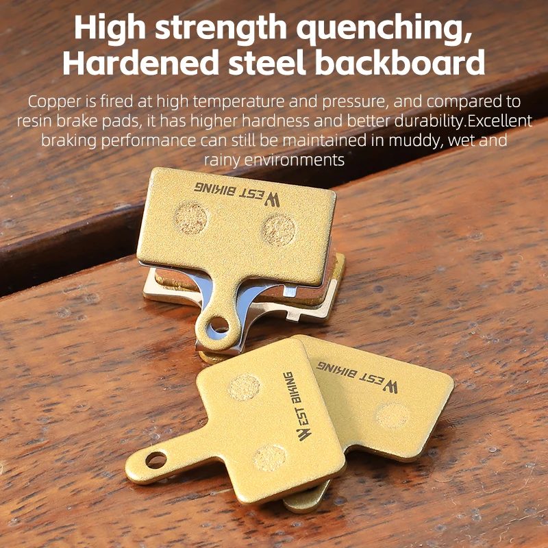 WEST BIKING Bike Brake Pads Wear-resistant Copper Semimetal Disc Brake Pads For Shimano AVID PROMAX E-Bike Bicycle Accessories