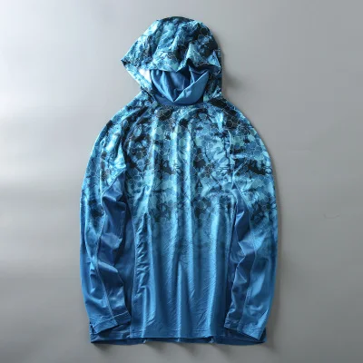 Mens Fishing Hooded Sweatshirt Performance Fishing Shirts With Neck Gaiter UPF 50+ Dry Fit Quick-Dry Sun Protection