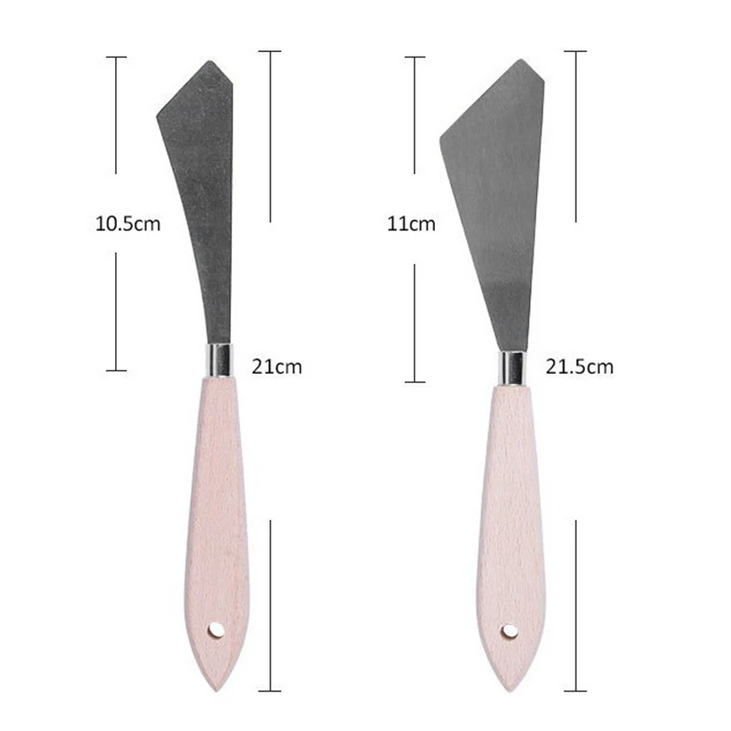 Oil Painting Knife 2 Pcs Wood Handle Metal Blade Painting Accessories
