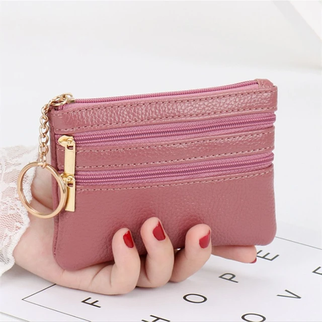 Fashion Large Capacity Leather Women's Wallet Purse Three Zippers Coin  Purse Coin Wallet Keychain Card Cash Holder Change Purse - AliExpress