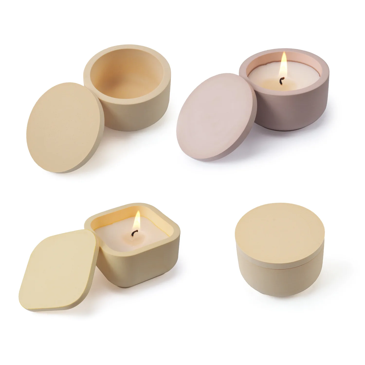 Description Picture 4 of itemRound Candle Jar Silicone Mold DIY Square with Lid Craft Ornaments Making Plaster Concrete Epoxy Resin Storage Box Casting Molds