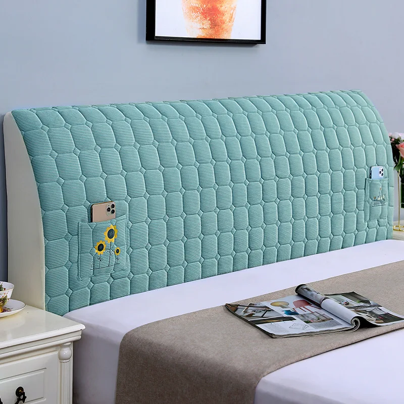 All-inclusive Super Soft Smooth Quilted Head Cover Thicken Velvet Headboard Cover Solid Color Bed Back Dust Protector