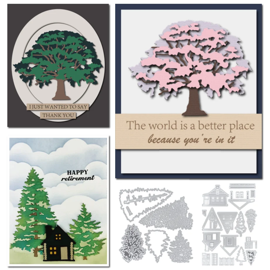 

Tree Wooden House Decoration Scrapbooking Metal Die Cut New Arrival 2023 Cutting Dies Card Making Paper DIY Embossing Decoration