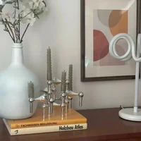 Modular Metal Candle Holder Interconnectable Geometric Candelabra for Stick Skinny Home Dining Table Decor Wedding Centerpiece 4