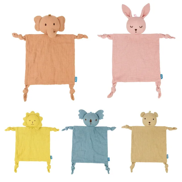 Baby Security Blanket Soft Cotton Muslin Soothe Appease Towel Bibs Wipes Kids Rabbit Handkerchief Toys Newborn Sleeping Doll Toy 5
