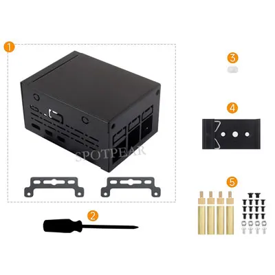 Raspberry Pi 5 boîtier métallique grand espace de qualité industrielle D pour chapeau PoE/refroidisseur actif officiel PCle