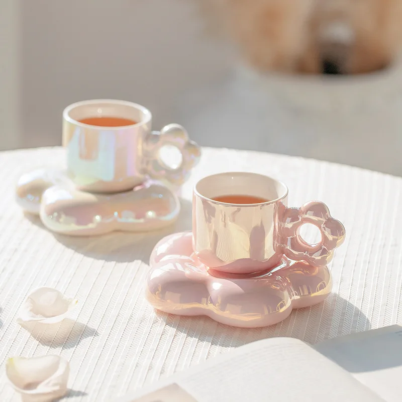 

Flower Petal Porcelain Coffee Cup Exquisite Set Afternoon Scented Tea Cup with Saucer Mug Gift To Friends