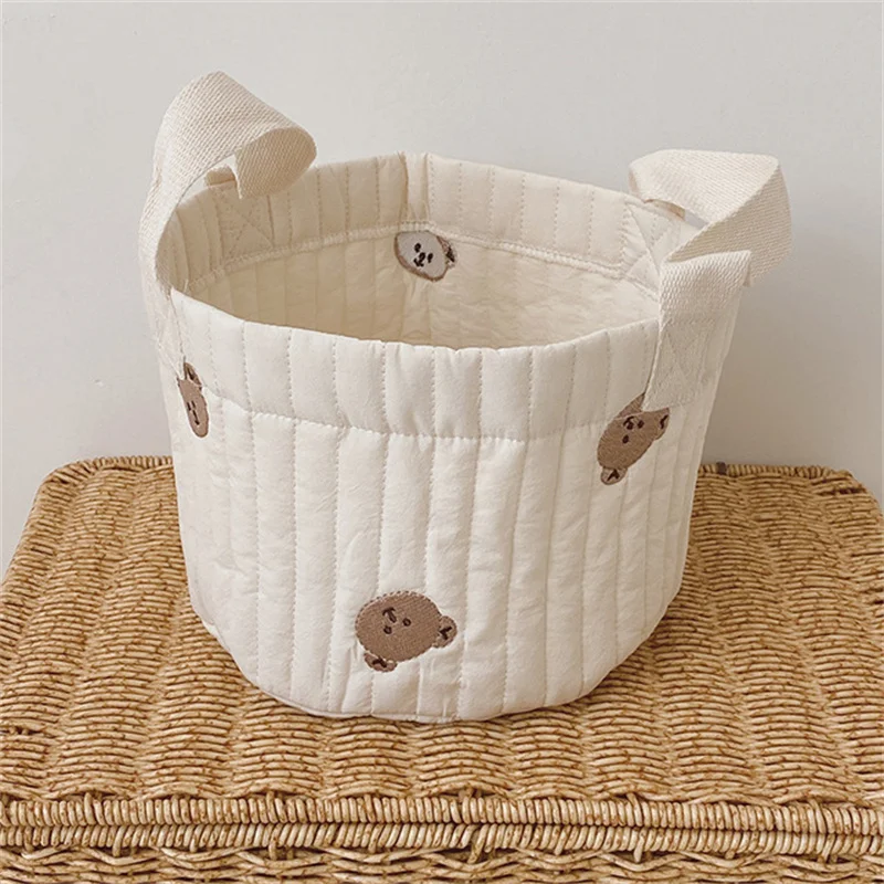 Cesto Portaoggetti In Cotone Per Bambini Con Manici 30x30cm
