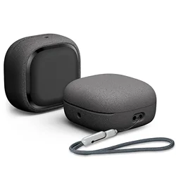 Durable Hard Shell Protective Earbud Case with Lanyard (Fluffy Gray)