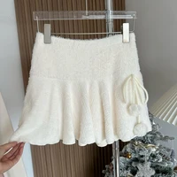 MEXZT Kawaii White Mini Skirts Women Preppy Cute High Waist Skirt Winter Japanese Streetwear Lace Up Chic Slim A Line Faldas New - Image 2