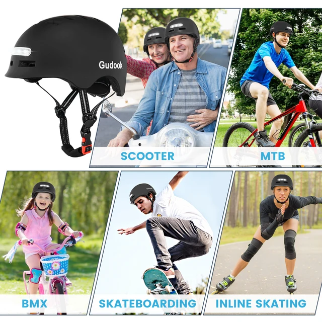 GUDOOK Adult Bike Helmet with LED 3