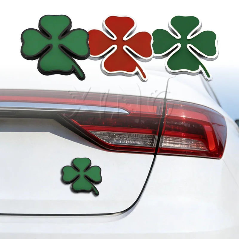 3D Metal Four Leaf Clover Badge Car Emblem Sticker - Rear Trunk Fender Decal