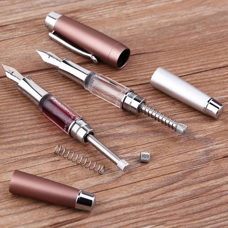 MOONMAN T2 Acrylic Fountain Pen Piston inking F 0.5mm Nibs gifts Pens Office business School Stationery Writing Pen for students 6
