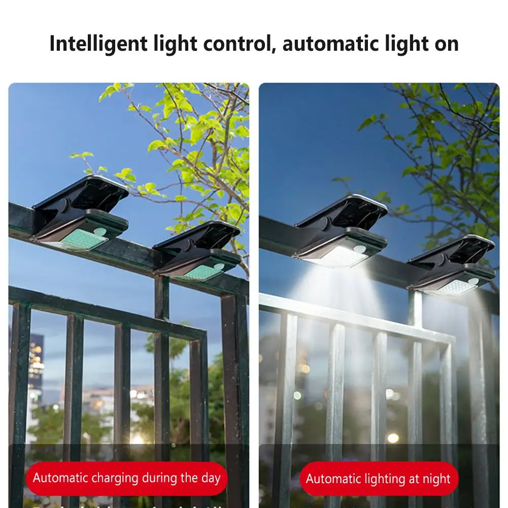 72led Solar Clip Light Super Bright IP67 Waterproof Human Body Sensor Wall Lamp Garden Lights For Outdoor Garden and Terrace