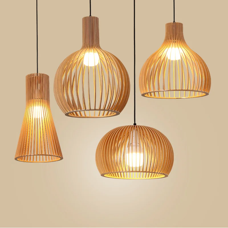 

Post modern bamboo weaving wooden chandelier restaurant bar bamboo chandelier Japanese creative art wooden lamp E27 110 220 V