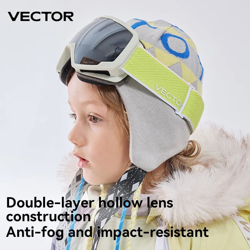 VECTOR Children Ski Goggles Frame Print Strap for Boy Girl Interchangeable Magnetic Lens UV400 Sunglasses Anti-fog Snow Glasses 4