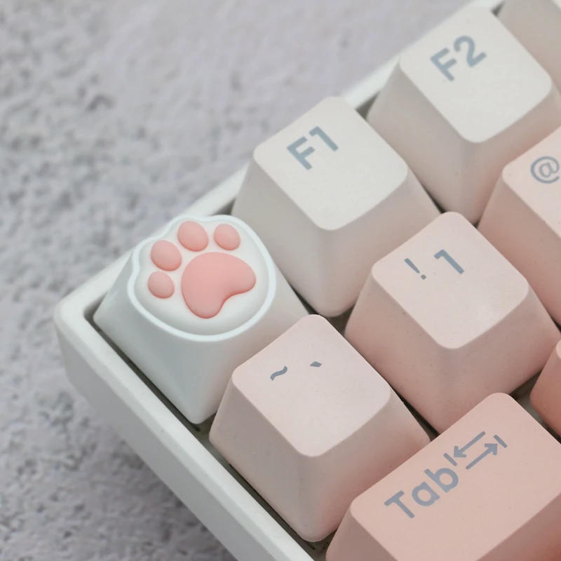 Zifriend Gato Bonito Pata Keycaps para Teclado Mecânico Cherry mx Switch Faça Você Mesmo Custom Key Cap Keycup Abs Macio Cor Rosa Artesão 60 Perfil Oem Chaveiro de Gato Fofo Confortável e Descompressivo - Imagem 4