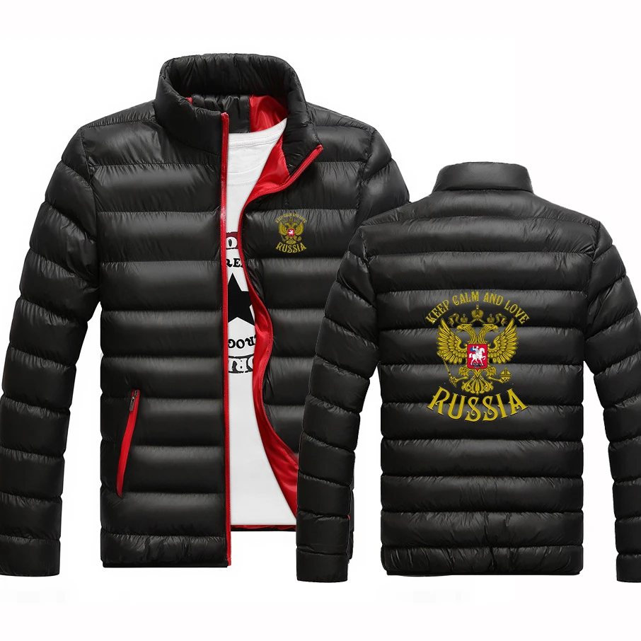 

Russia Badge Gold Eagle Printed 2023 Spring Winter Jackets Parka Hoodies Men's Casual Cotton Sports Padded Harajuku Coats