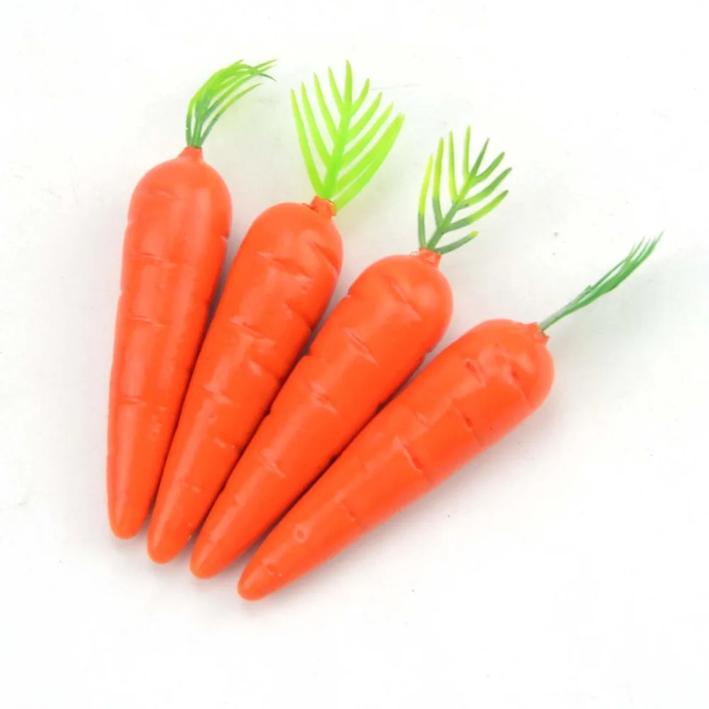 Vegetable Ornaments 10Pc 7CM Mini Carrot Artificial Plastic PE Fruits Vegetables Home Praty Simulation Plant Decoration Fake Carrot Rabbit DIY Food