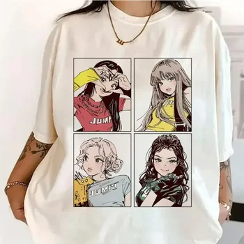Kpop BP Jump 2025 Tees Pink Girls Band Clothing Adorable Anime Graphic T Shirts Summer High Quality Cotton Comfortable Y2K Tops 1