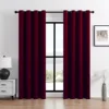 1Pcs Burgundy Linen Fabric 100% Blackout Curtains Solid Color Grommet Top Insulate Window Curtains for Home Living Room 1