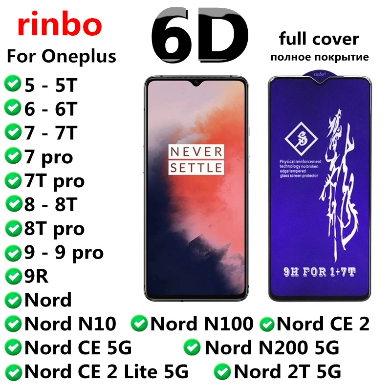 

rinbo Tempered Glass for Oneplus 9 9R 9RT 10R 10T 7 7T 8T 8 Pro Ace 2V Nord 2T CE 2 3 Lite N20 SE N100 N200 5G Screen Protector