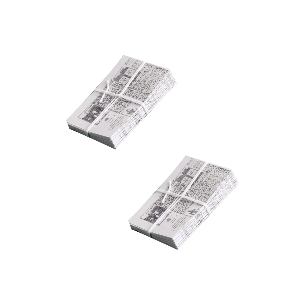 

2 Pcs Tablescape Decor Mini Newspaper Ornament Glasses House Accessories Miniature Bundle