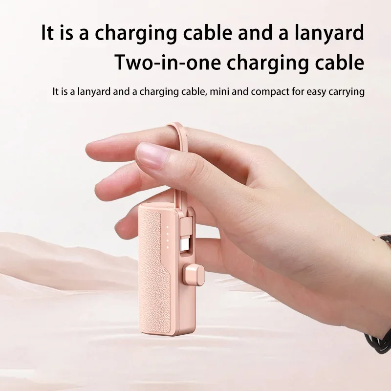 Xiaomi 50000mAh Mini Portable Capsule Power Bank Built-in Lanyard Mobile Power External Battery Fast Charger For Type-c Iphone 3