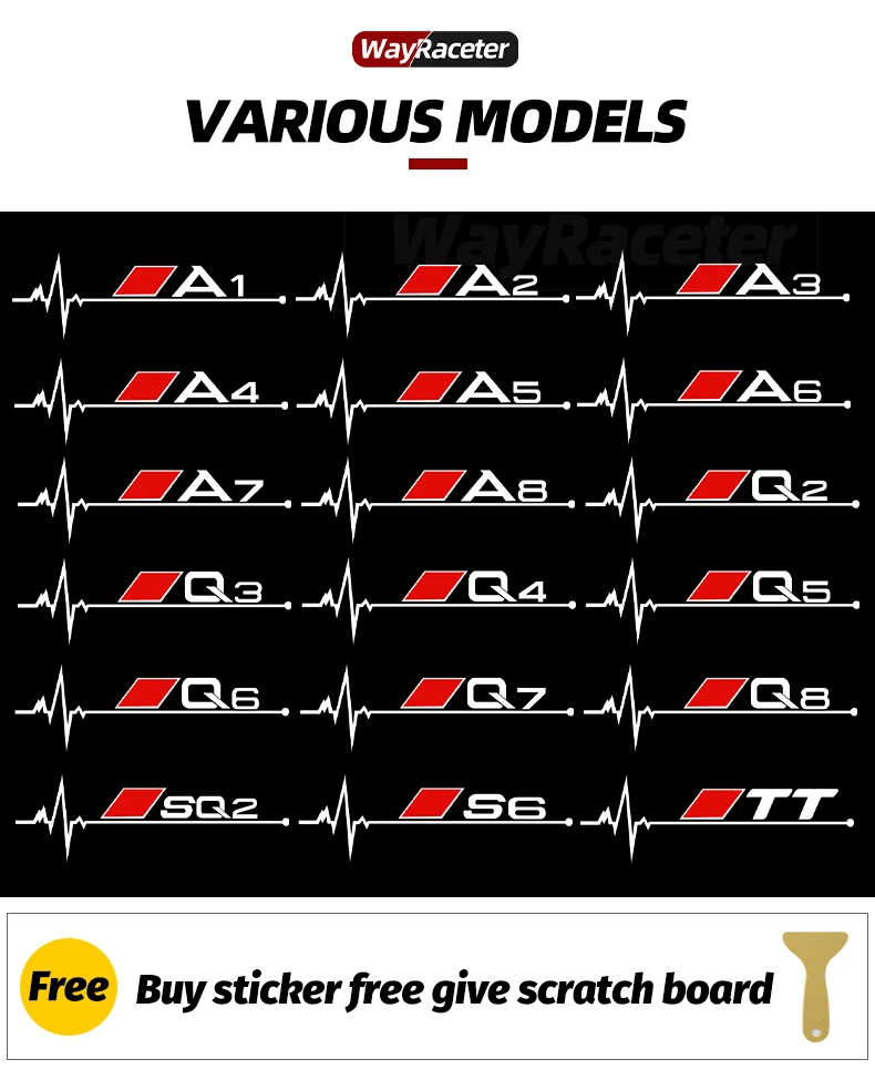 2 Pcs Car Window Sticker Graphics Body Reflective Vinyl Decal For Audi A1 A2 A3 A4 A5 A6 A7 A8 Q2 Q3 Q4 Q5 Q6 Q7 Q8 TT SQ2 S6