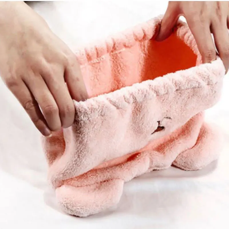 Microfibre Hair Drying Bath Towel Cap Cute Cartoon Bear Absorbent Soft Hair Dry Wrap Bathroom Accessories Bonnets hair bonnet dry hair cap